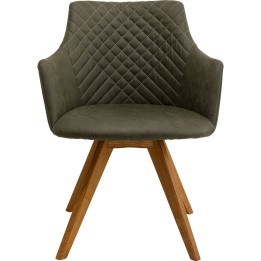 Chaise avec accoudoirs pivotante verte et chêne - Coco - Kare Design