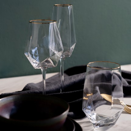 Champagneglazen Diamond Rim goud (4/Set) Kare Design