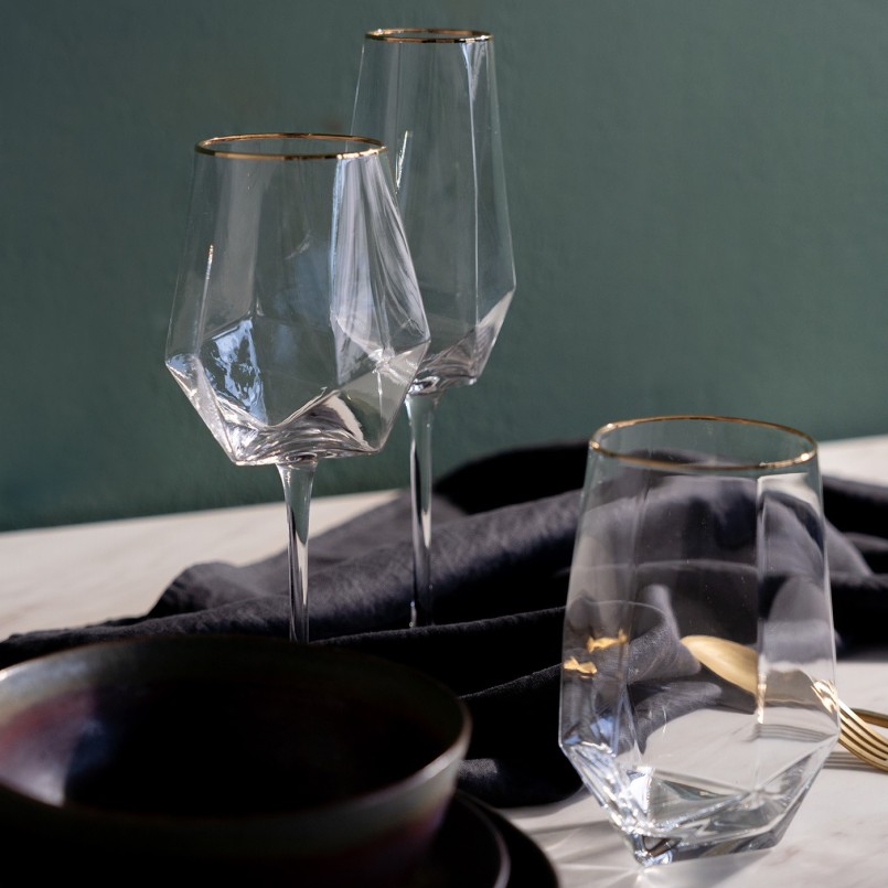 Flûtes à champagne dorées - Diamond Rim - Kare Design