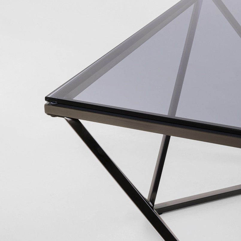Table basse moderne en verre et acier - Cristallo - Kare Design