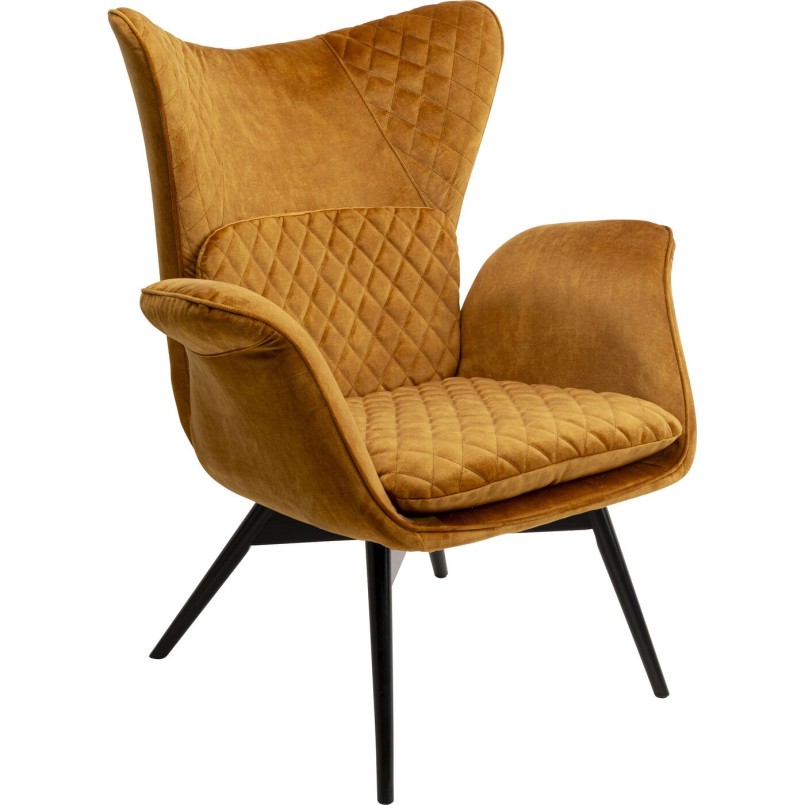Fauteuil en velours ocre - Tudor - Kare Design