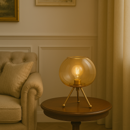 Lamp in amber glass and gold-plated steel - Sphere - Kare Design