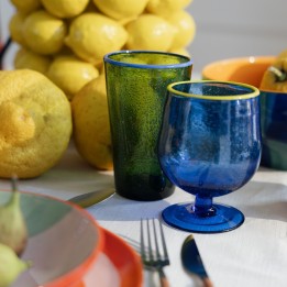 Verres à vin bleus en verre set de 4 - Bubbles - Kare Design