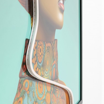 Framed Picture LED yellow hat woman 80x80cm Kare Design