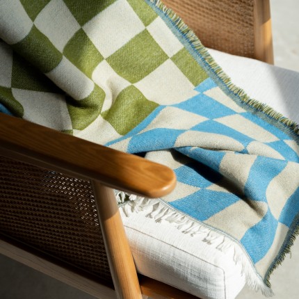 Blanket checker blue and green 170x130cm Kare Design