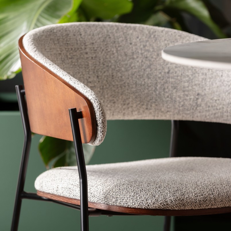Chaise avec accoudoirs en tissu et noyer - Cindy - Kare Design