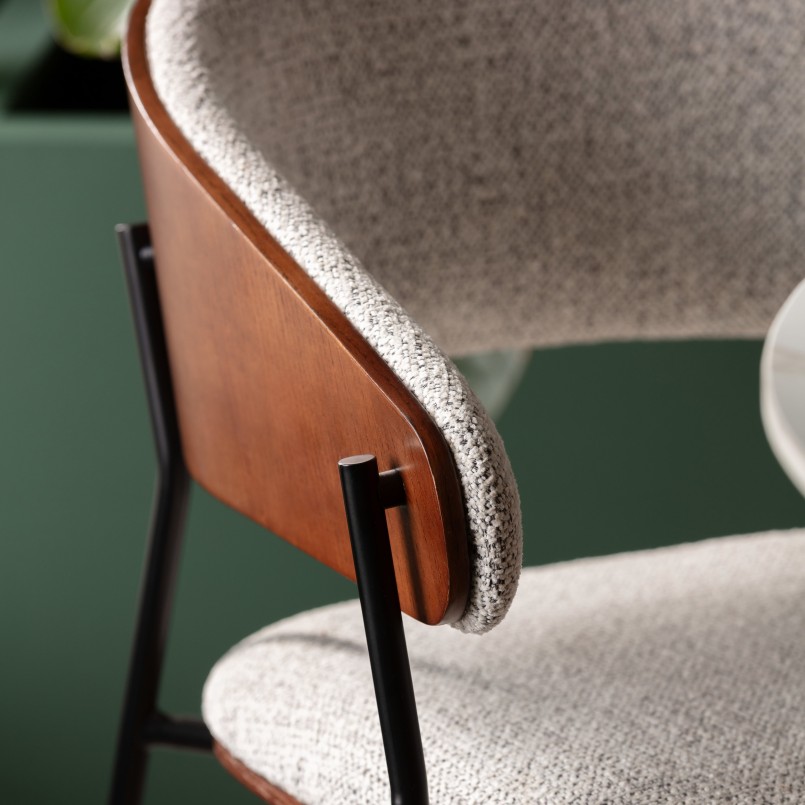 Chaise avec accoudoirs en tissu et noyer - Cindy - Kare Design