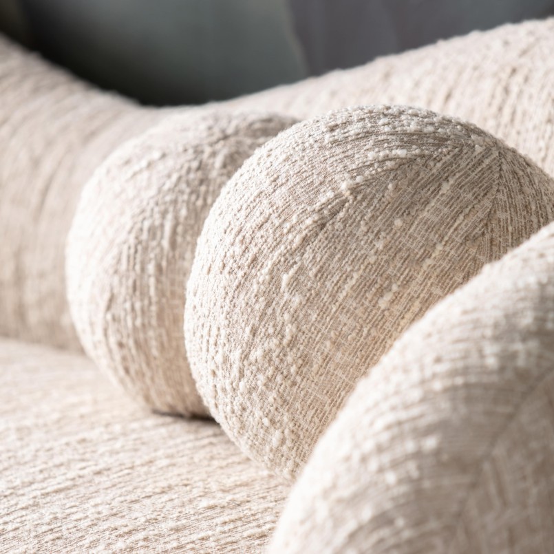 Canapé 3 places en tissu tressé crème et beige - Livia - Kare Design