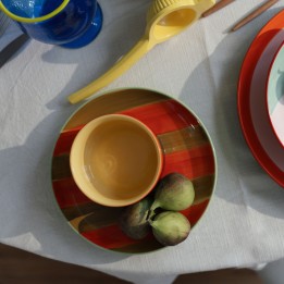 Assiettes en grès orange et vert - Capri - Kare Design