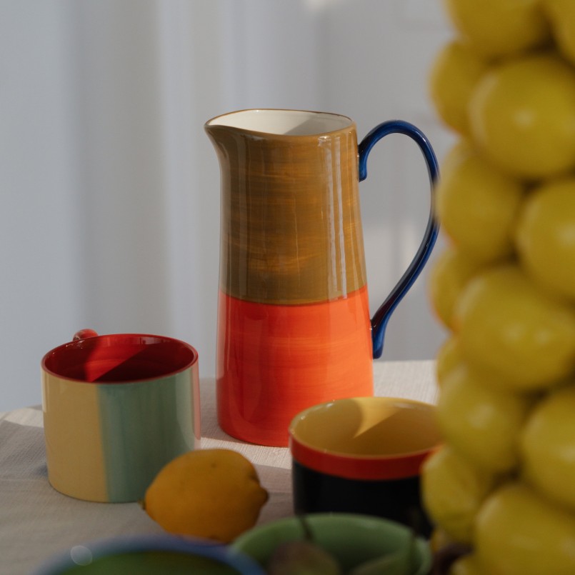 Carafe en grès vert et orange - Capri - Kare Design