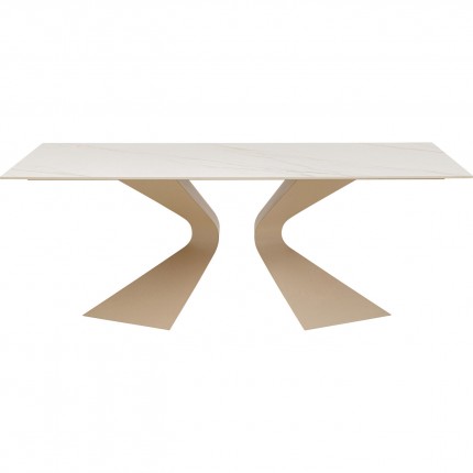 Eettafel Gloria 200x100cm beige keramiek wit Kare Design