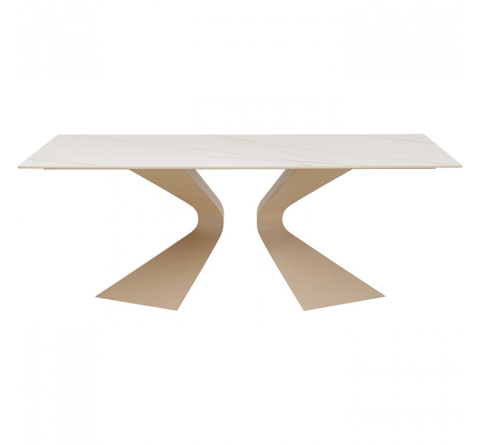 Eettafel Gloria 200x100cm beige keramiek wit Kare Design