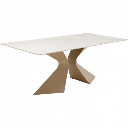 Eettafel Gloria 200x100cm beige keramiek wit Kare Design