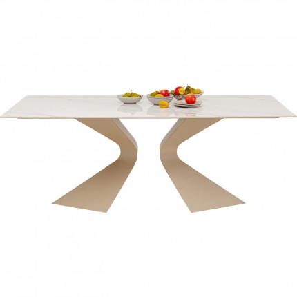 Eettafel Gloria 200x100cm beige keramiek wit Kare Design