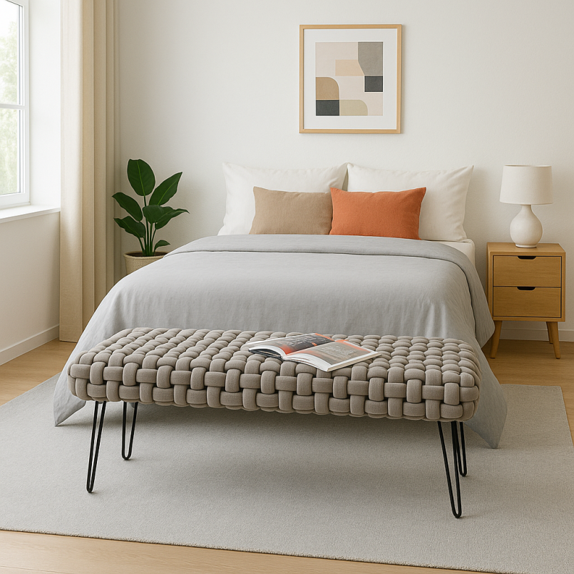 Grijs fluwelen bankje met groot gaaseffect - Weave - Kare Design