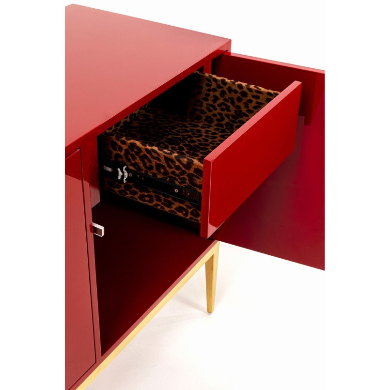 Buffet rouge tête de lion doré - Leone - Kare Design