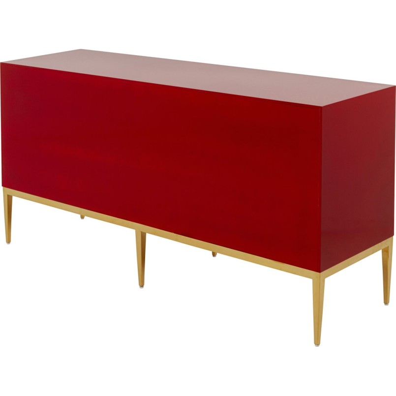 Buffet rouge tête de lion doré - Leone - Kare Design