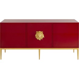 Buffet rouge tête de lion doré - Leone - Kare Design