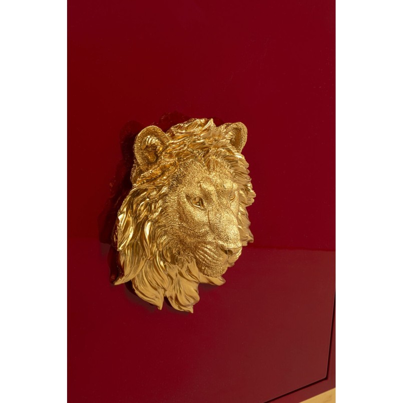 Buffet rouge tête de lion doré - Leone - Kare Design