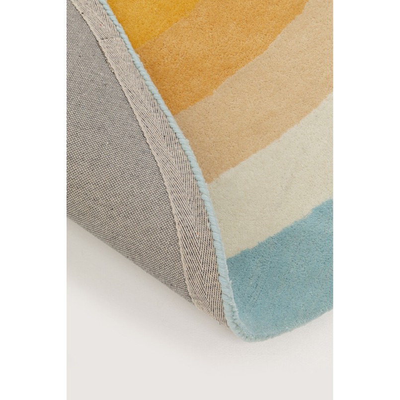 Tapis rond dégradé orange, jaune et bleu - Aura - Kare Design
