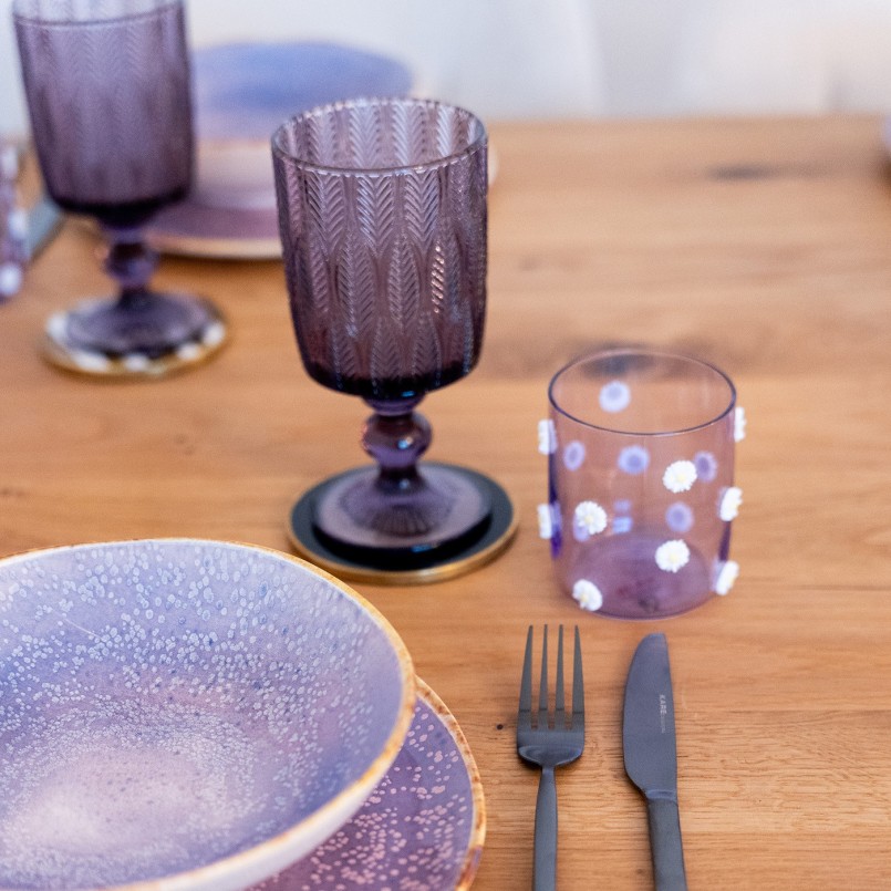 Verres à vin en verre violet - Fogli - Kare Design