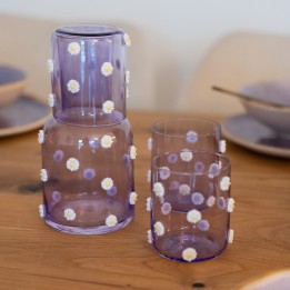Purple water glasses with embossed flowers - Party Flowers - Kare Design