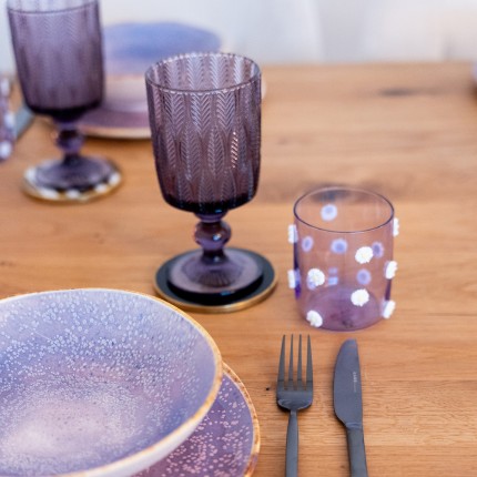 Waterglazen Party paars bloemen (4/set) Kare Design