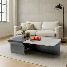 Marble and aluminium coffee table 142x70cm - Montagna - Kare Design