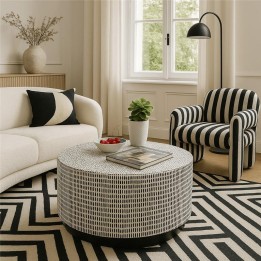 Table basse ronde noire et blanche - Piano - Kare Design