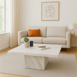White marble-effect square coffee table - Artistico - Kare Design