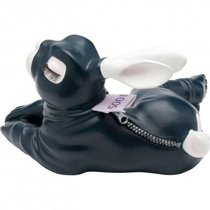 Tirelire lapine sexy allongée 27cm bleu foncé Kare Design