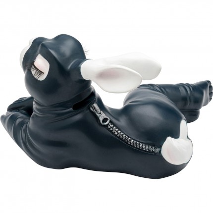 Tirelire lapine sexy allongée 27cm bleu foncé Kare Design