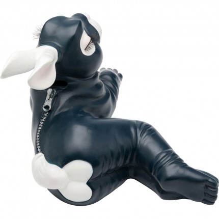 Tirelire lapine sexy allongée 27cm bleu foncé Kare Design