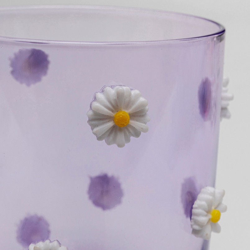 Purple water glasses with embossed flowers - Party Flowers - Kare Design
