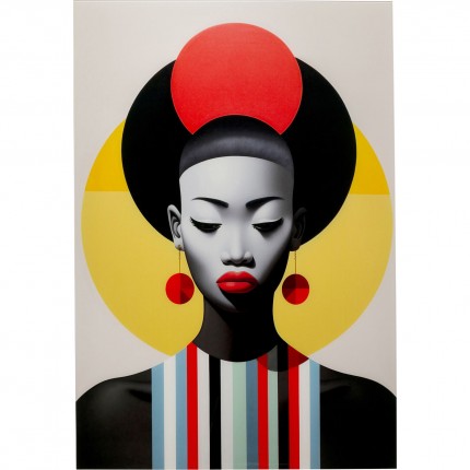 Tableau en verre femme rétro rouge 80x120cm Kare Design