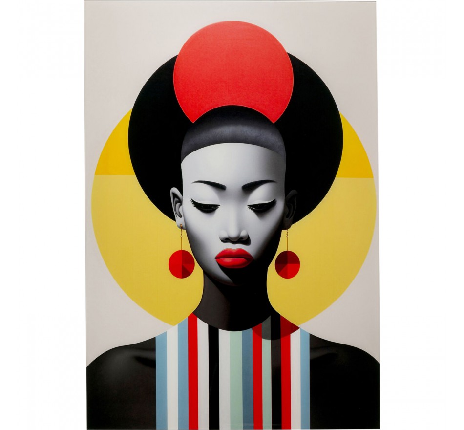 Glass Picture retro woman red 80x120cm Kare Design