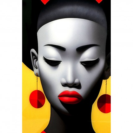 Glass Picture retro woman red 80x120cm Kare Design