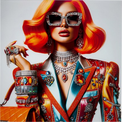 Wandfoto vrouw juwelen 100x100cm Kare Design