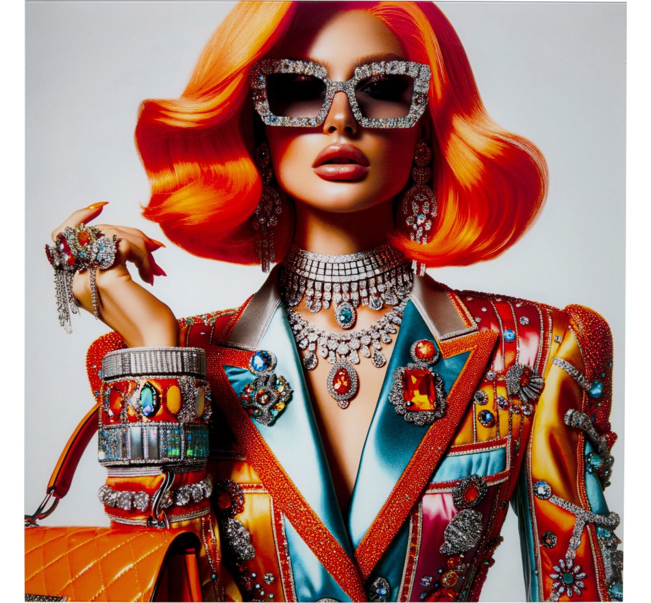 Glass Picture woman jewelry 100x100cm Kare Design