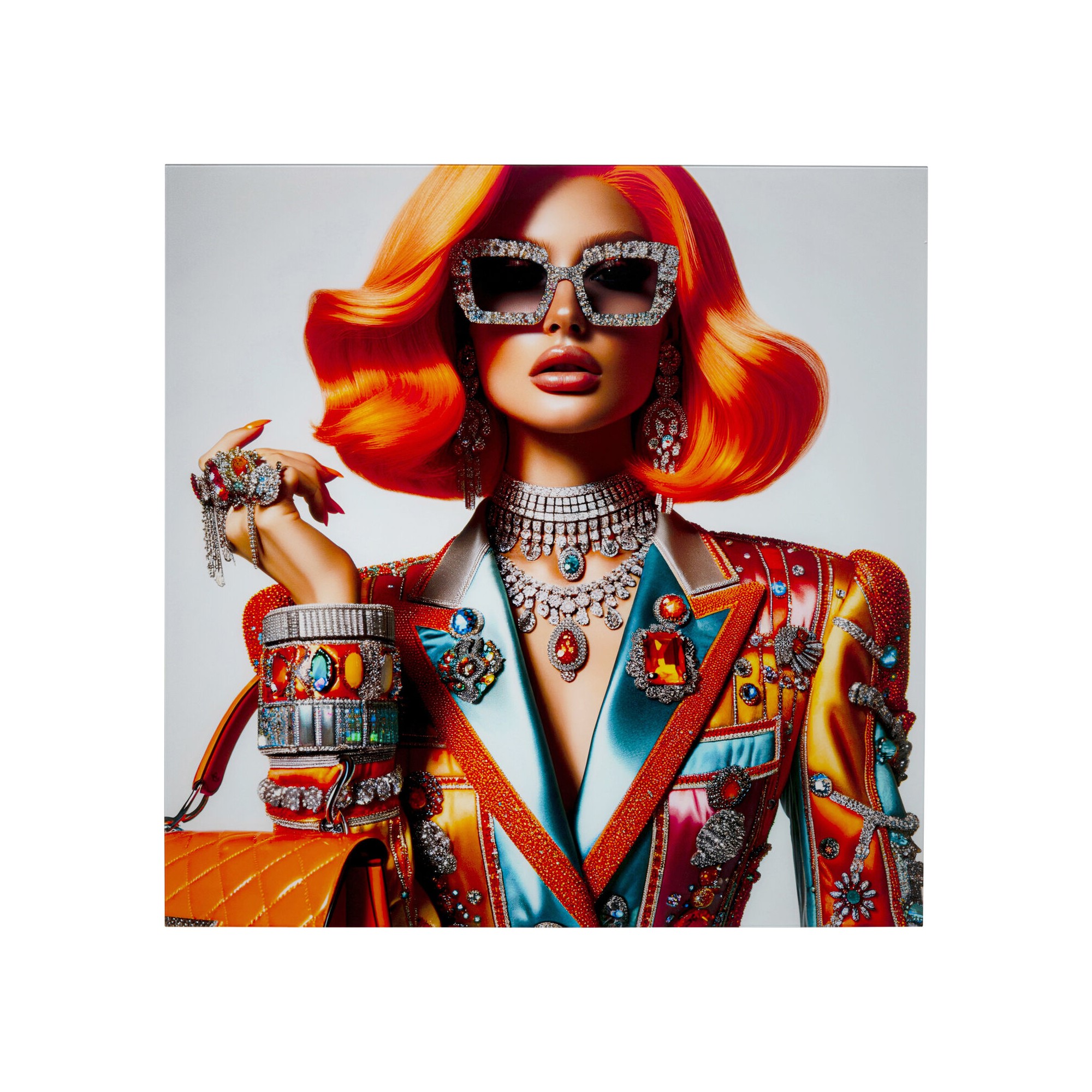 Glass Picture woman jewelry 100x100cm Kare Design