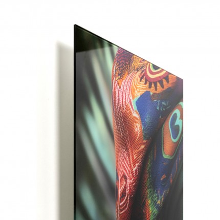 Glass Picture woman peacock 100x100cm Kare Design