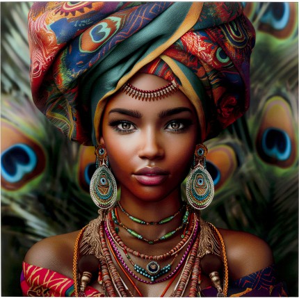 Wandfoto pauw vrouw 100x100cm Kare Design