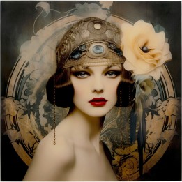 Glass Picture retro woman 100x100cm Kare Design