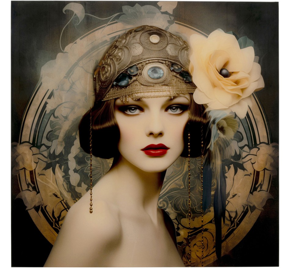 Glass Picture retro woman 100x100cm Kare Design