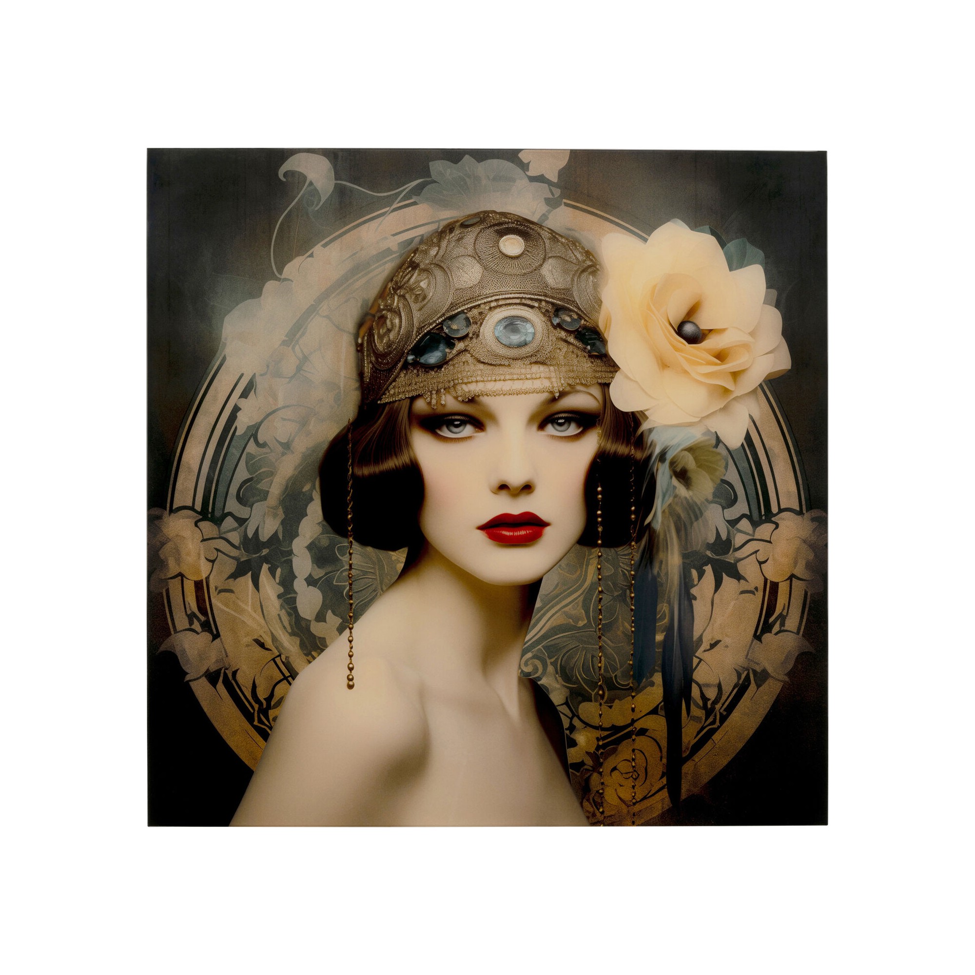 Glass Picture retro woman 100x100cm Kare Design