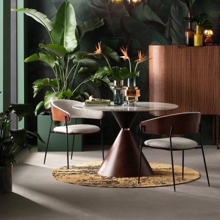 Eettafel Cono Ø120cm keramiek walnoot Kare Design