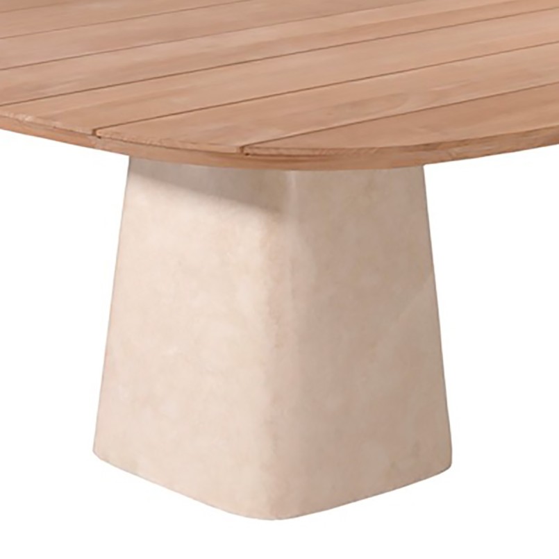 Table de jardin carrée en ciment et teck - Tiago - Gescova