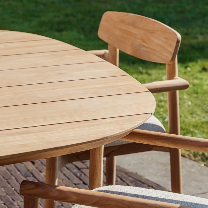 Table de jardin carrée en ciment et teck - Tiago - Gescova