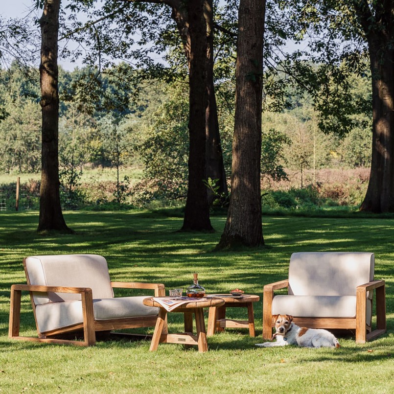 Fauteuil de jardin en teck et tissu - London - Gescova