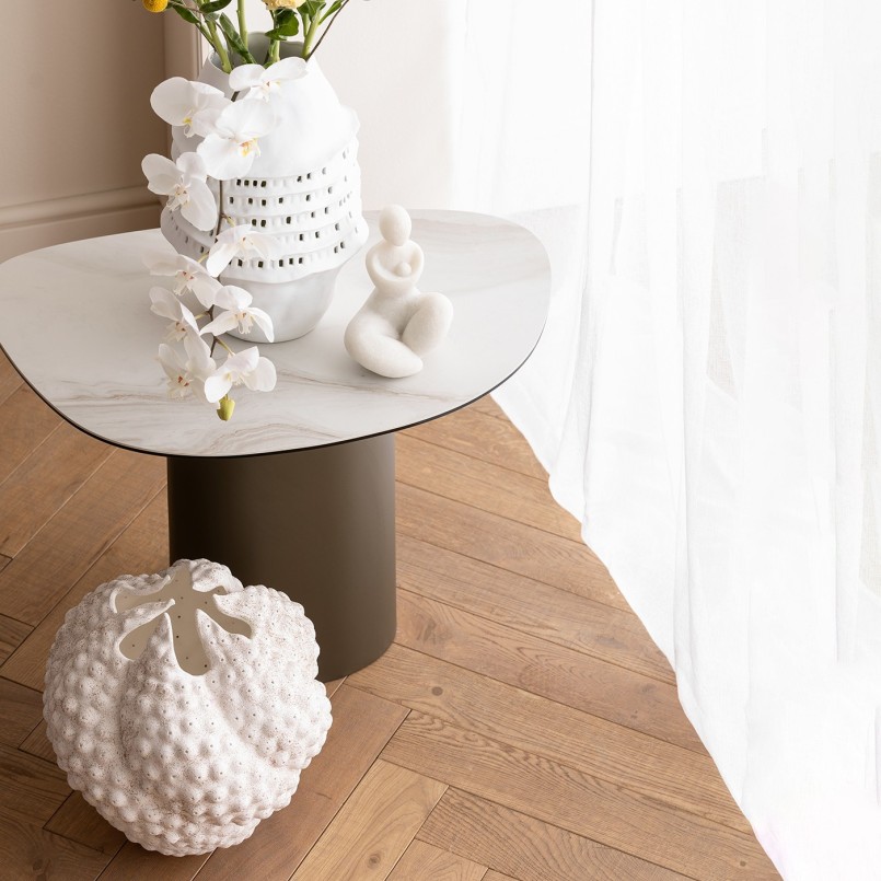 Bijzettafel in wit steengoed en zwart staal - Paso - Kare Design
